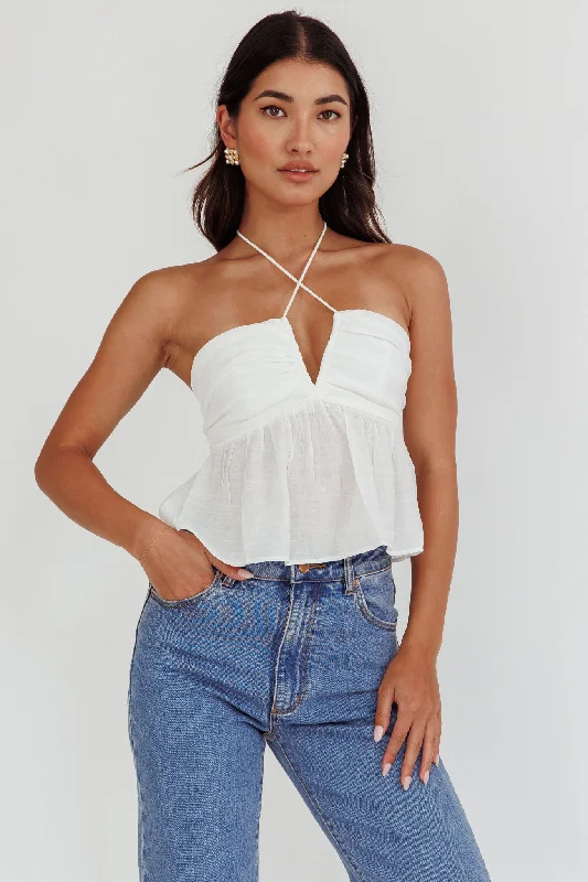 Asiah Halter Neck Cami Top Off White