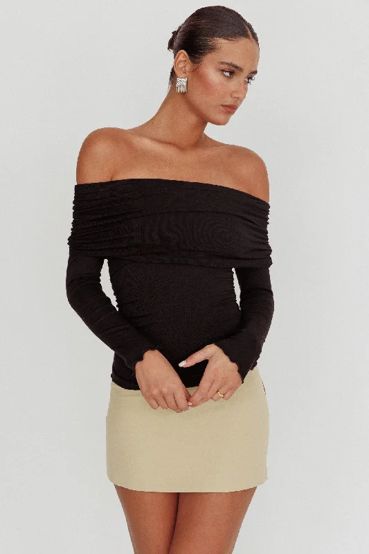 Ricki Off-Shoulder Long Sleeve Top Black