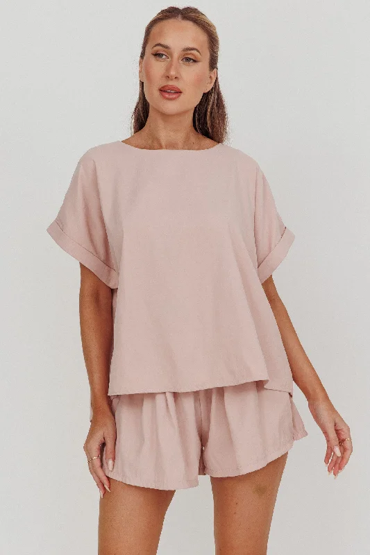 Yuna Pleat Back Boxy Tee Blush