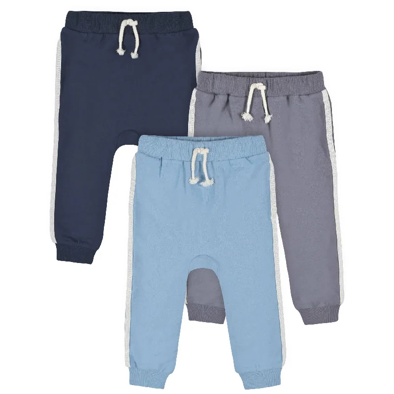 3-Pack Infant & Toddler Boys Dusty Blue & Navy Joggers