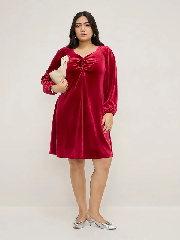 Gia Red Velvet A-Line Dress