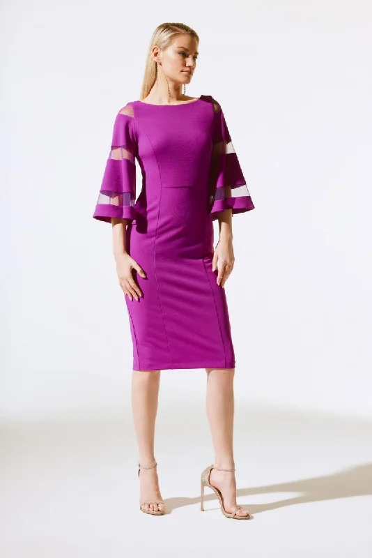 Joseph Ribkoff Mesh Insert Bell Sleeve Sheath Dress 243733