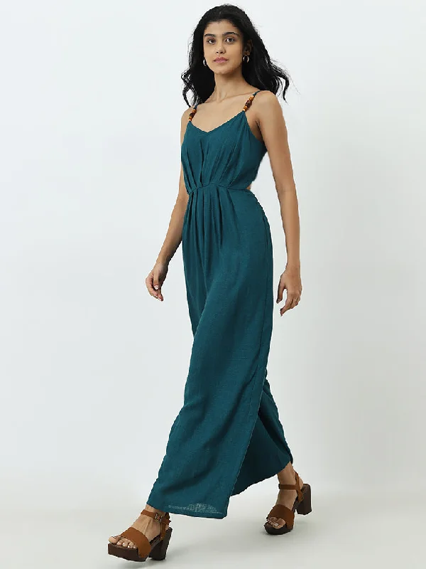 LOV Teal Solid Jumpsuit