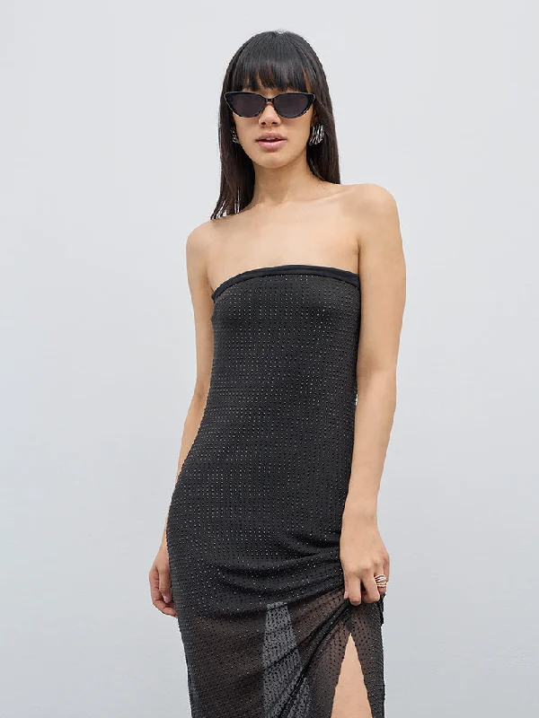 Nuon Black Embellished Tube Dress