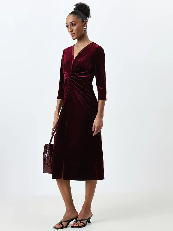 Wardrobe Burgundy Wrap Dress