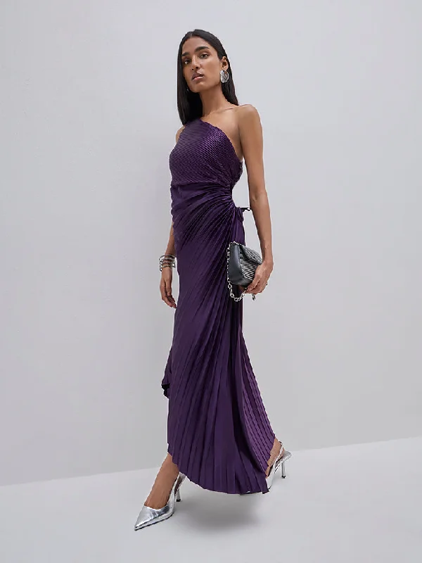 Wardrobe Purple Cut-Out Asymmetrical Dress