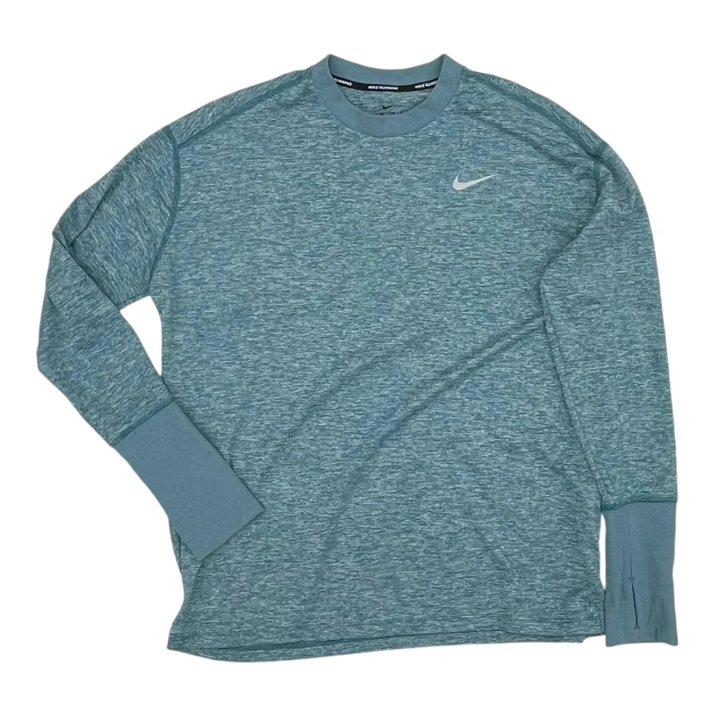 Athletic Top Ls Collar By Nike Apparel In Blue, Size:L