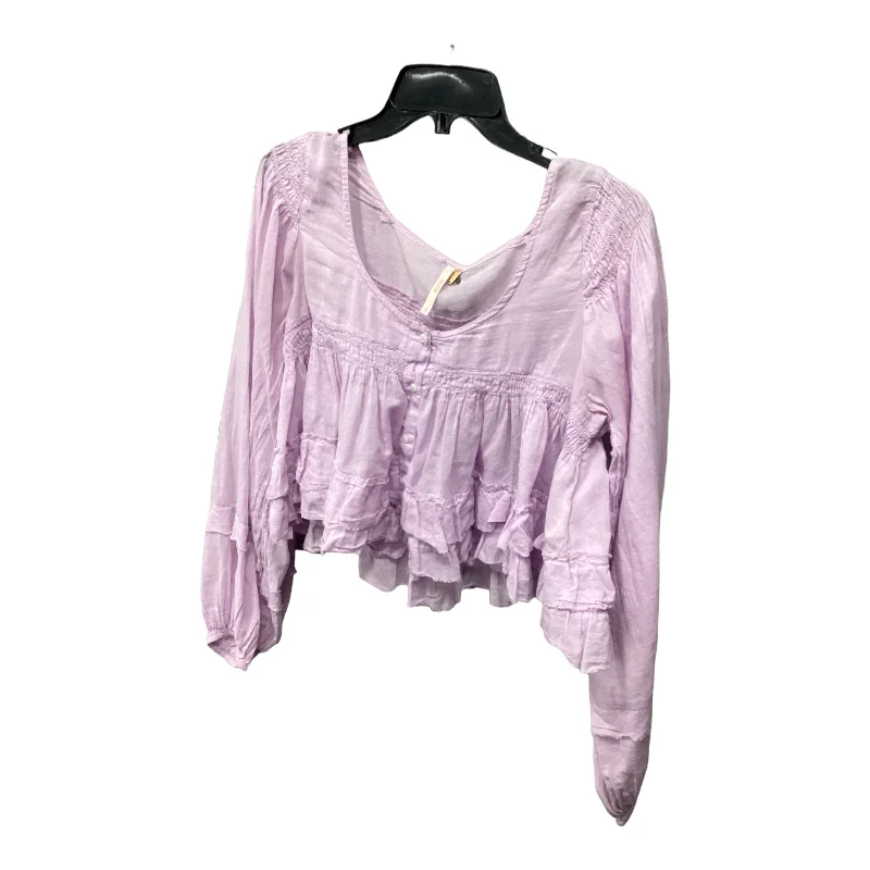 Top Long Sleeve By Free People In Purple, Size: Xs