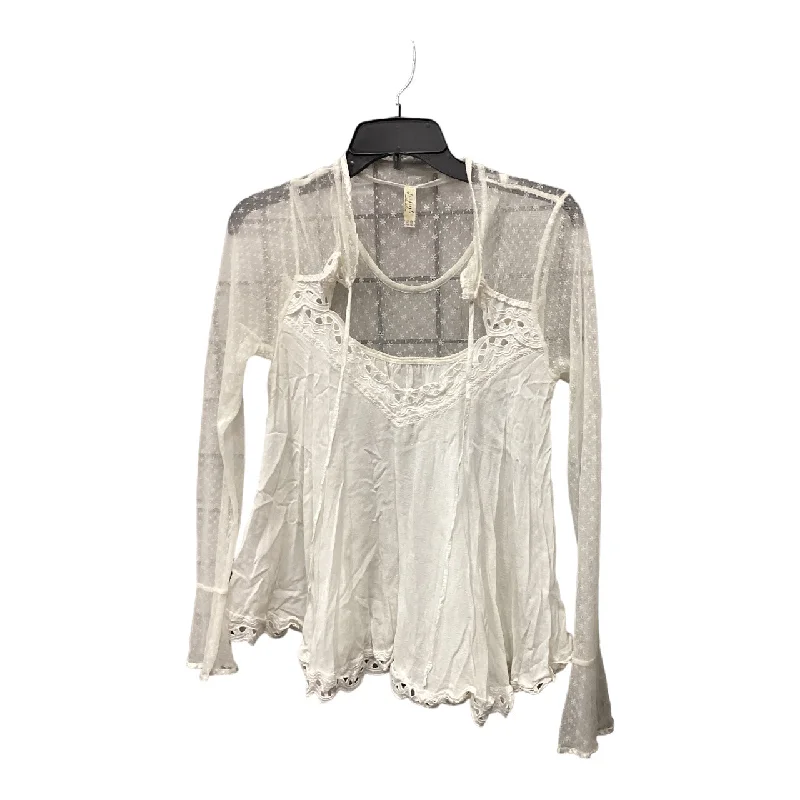 Top Long Sleeve By Free People In White, Size: M