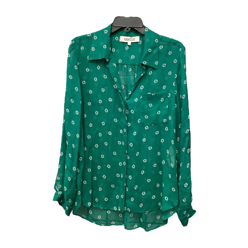 Top Long Sleeve Designer By Diane Von Furstenberg In Green, Size: 6