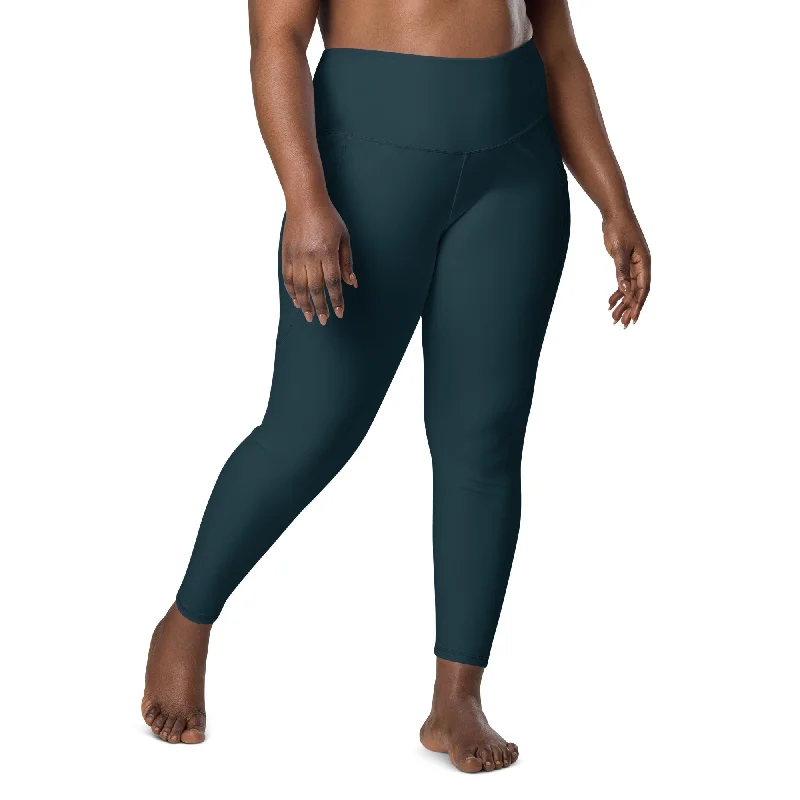 Women's 7/8 Length Plus Size Swim Leggings w/Pockets, UPF50+