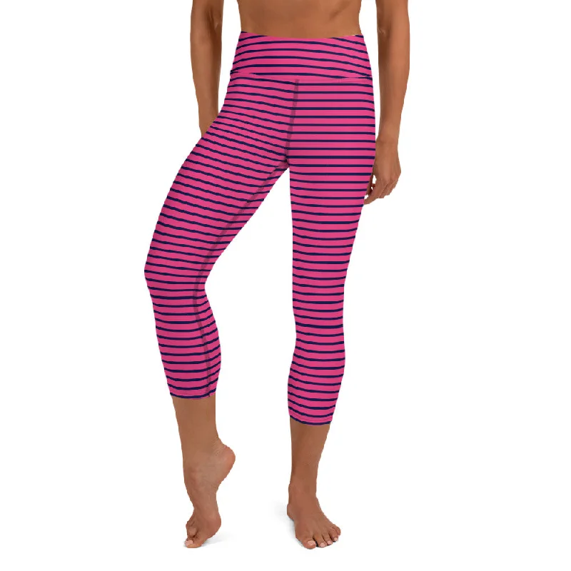 Striped UPF 50 Swim Capri Leggings, Sun Protection Modest Swim Pants