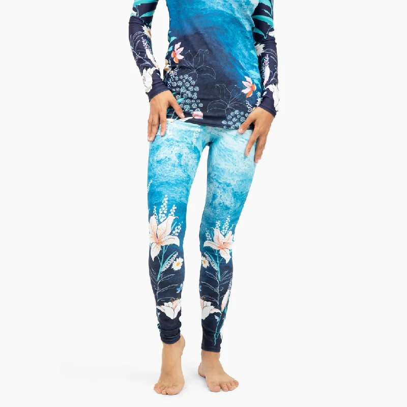 Women's UPF50+ Swim Leggings, Surf Swim Paddle Board, Ocean Floral