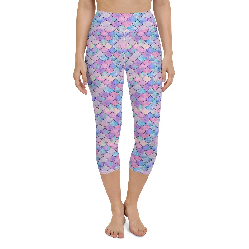 Women's UPF 50 Mermaid Swim Capri Leggings, Paddle Surf